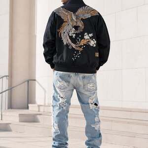 XYPANDA Phoenix Embroidery Sukajan Souvenir Y2K Bomber Jacket